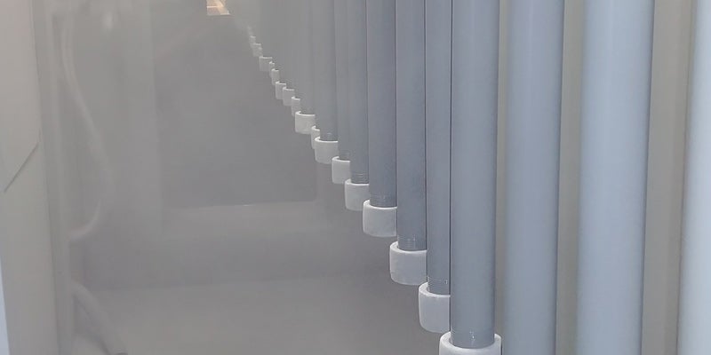 A row of pipes in a row