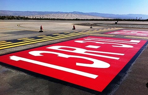 Markings on an airfield runway