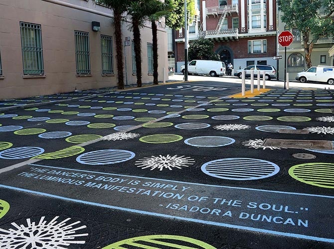 Circle patterns in Polk Streetscape Project - Fern Alley, San Francisco