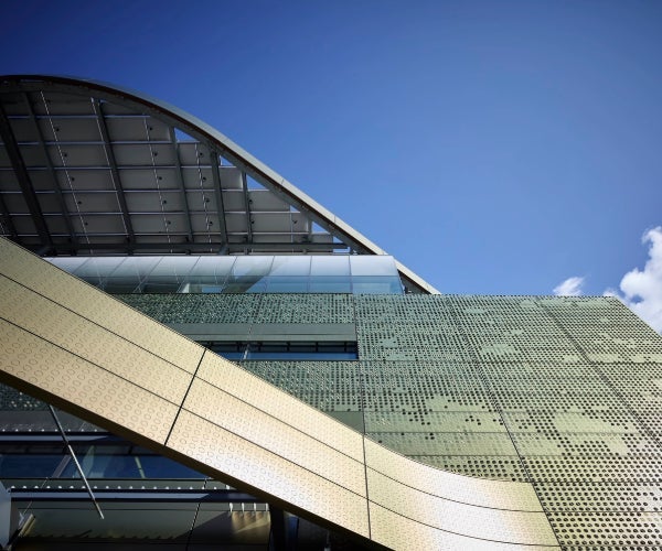 Bloomberg building exterior detail.