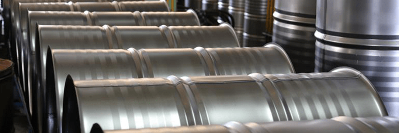 Lines of steel metal containers