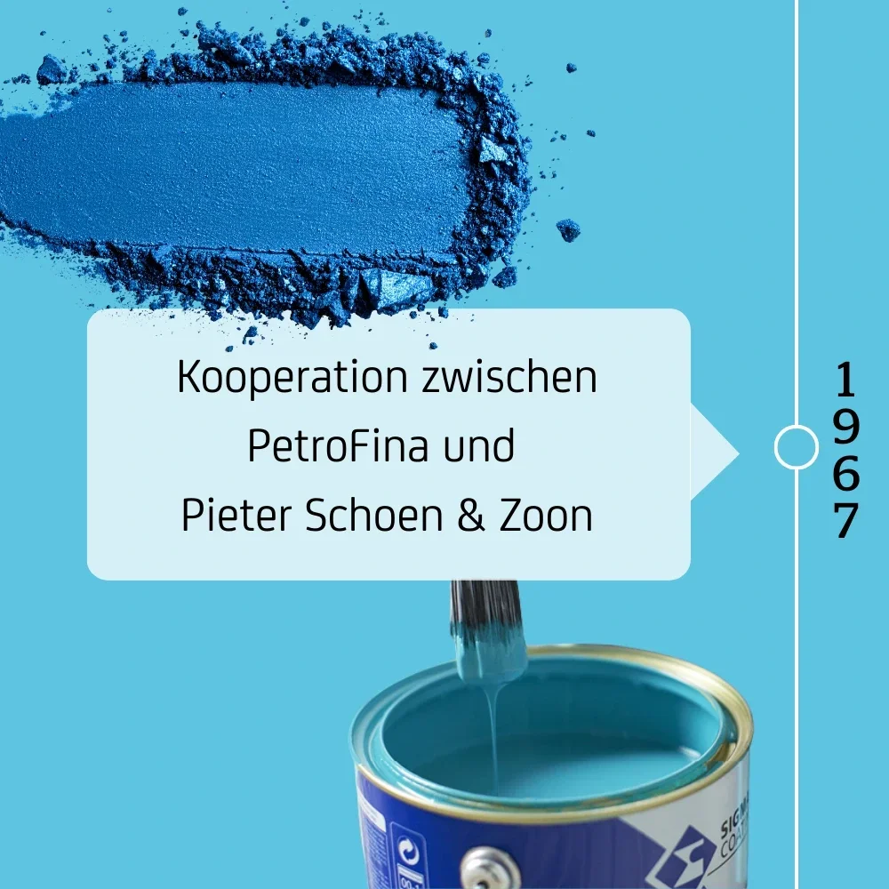 Eine blaue Farbe auf einer Dose