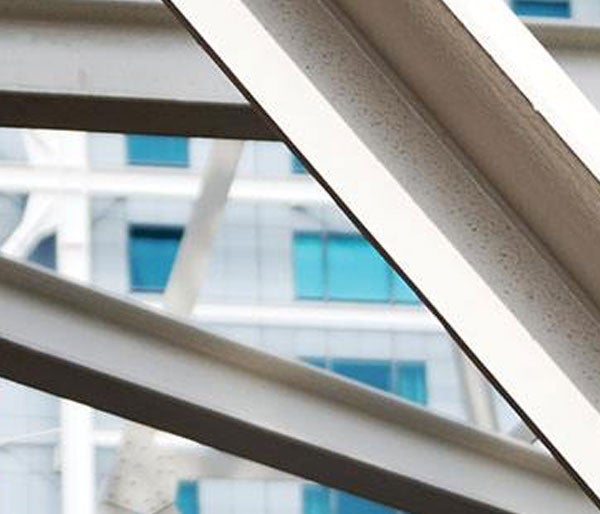 A close-up of a metal beam