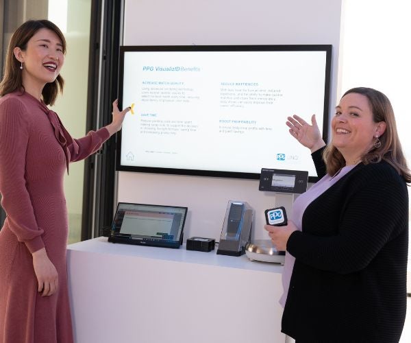 Two women giving a presentation