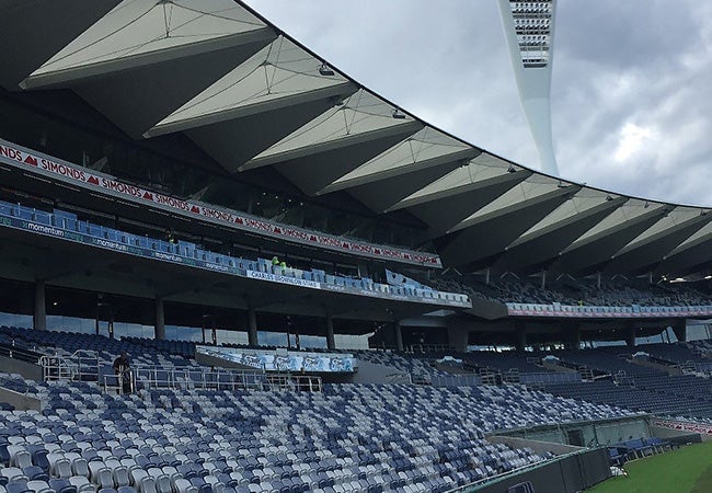 A stadium with a roof and seats
