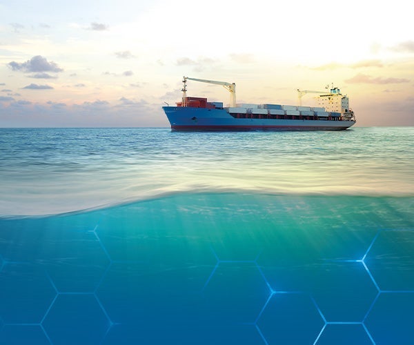 A ship in the ocean