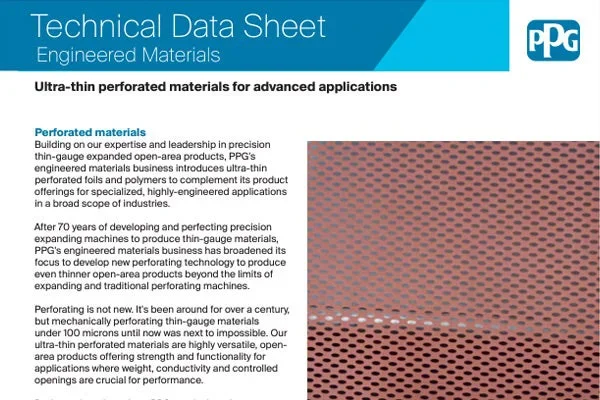 Now offering precision perforated materials for applications that require an open-area perforated product.