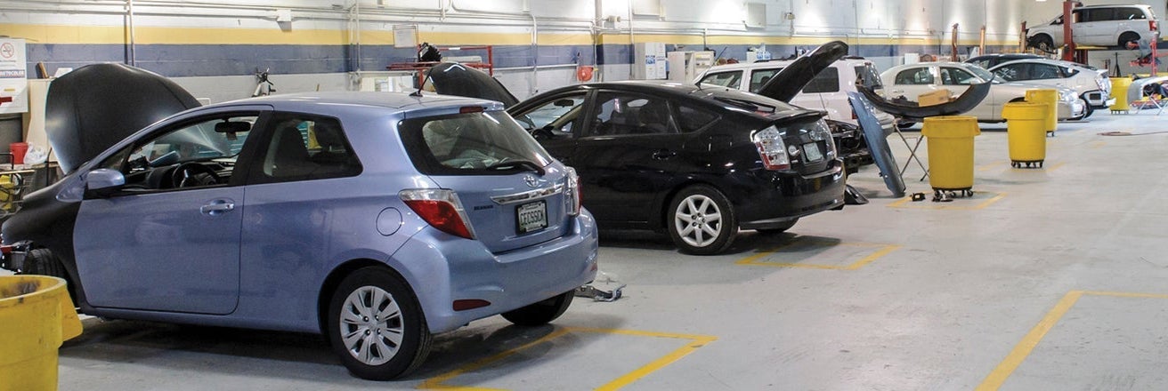 Cars in bodyshop