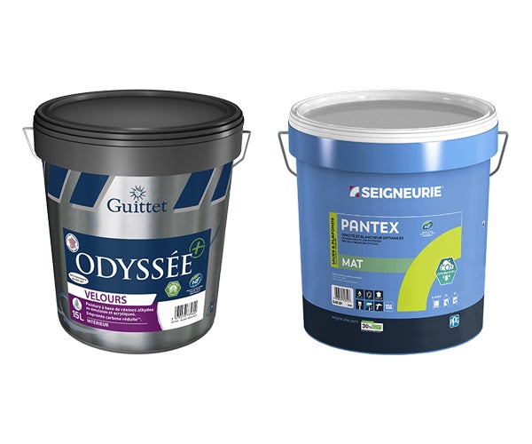 Paint buckets of Guittet Odyssée and Seigneurie Pantex
