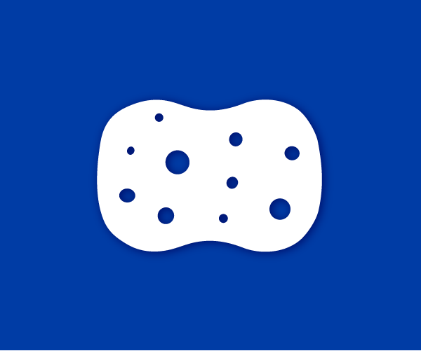 Un objet blanc parsemé de points noirs sur fond bleu