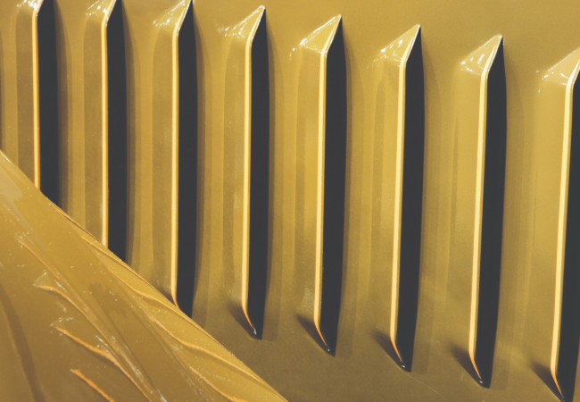 Yellow metal edges coated in Envirocron Extreme Protection Edge