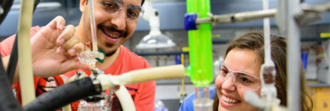 two students in lab