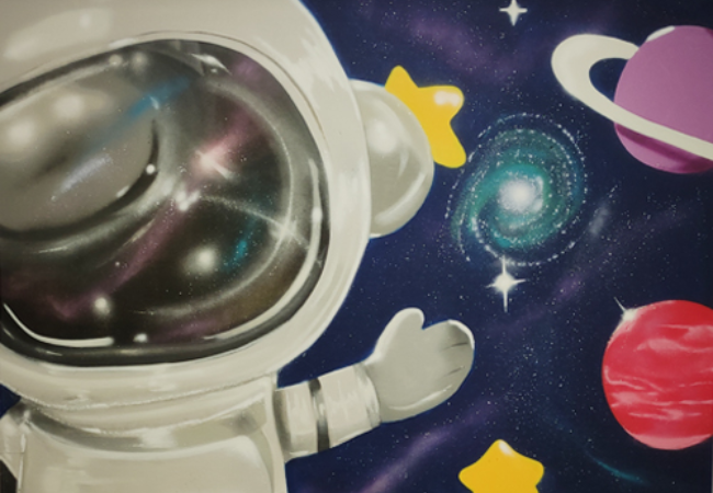 space mural of astronaut 