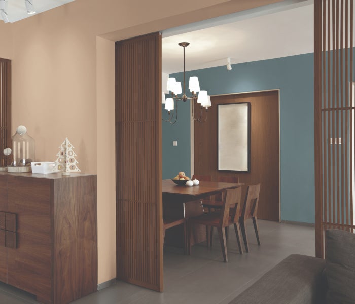 Blue and beige painted room