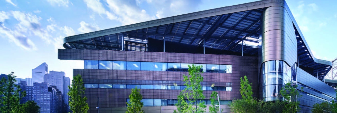 Outdoors shot of the Bloomberg Center.