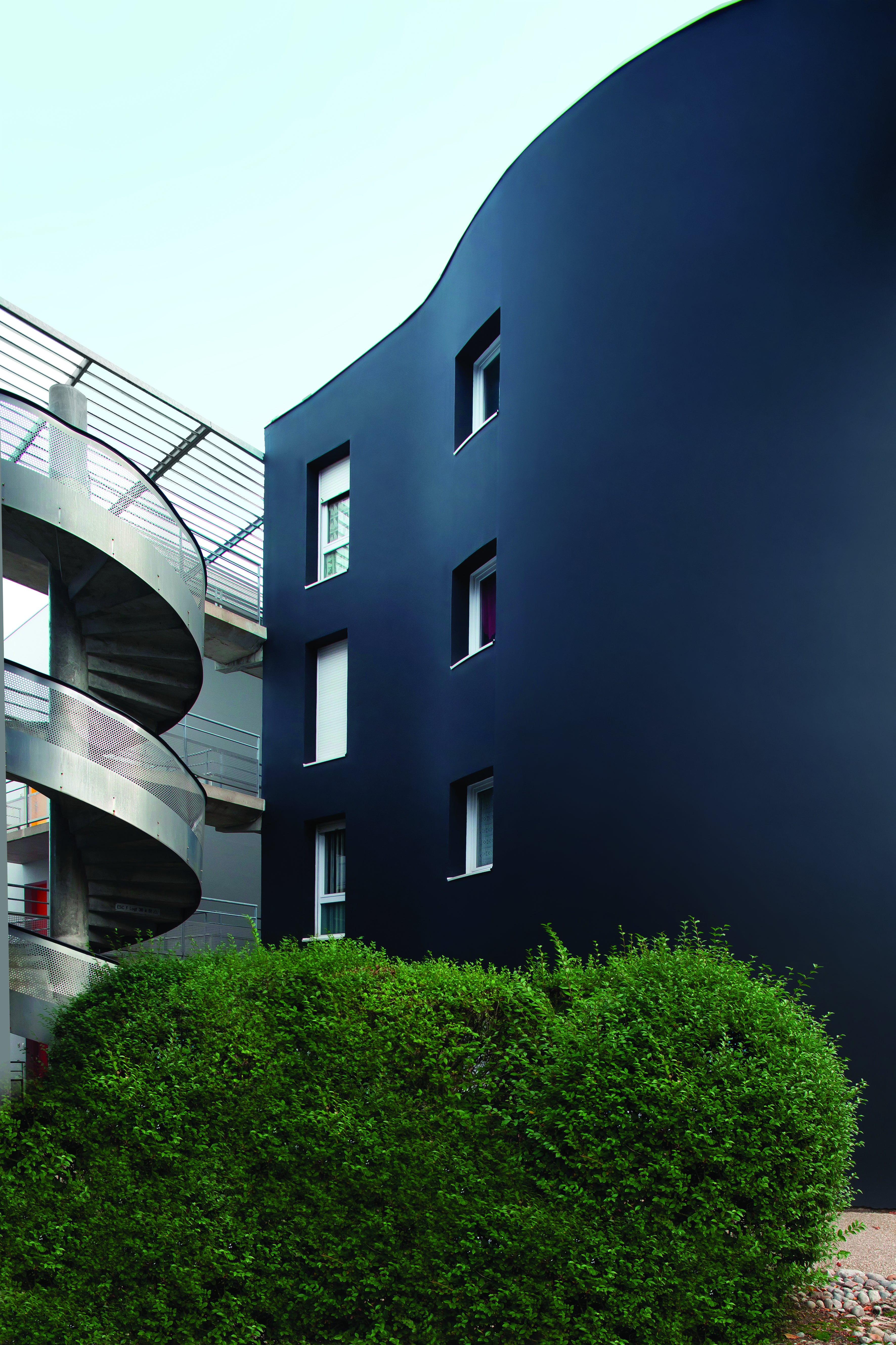 A building with a spiral staircase