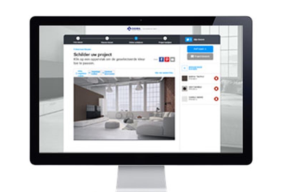 Een computerscherm met een foto van een kamer