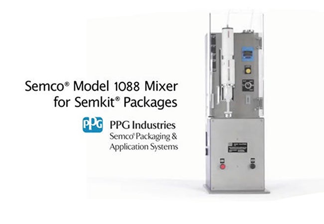 PPG SEMCO® 1088 mixer is used for mixing of SEMKIT® two-component 2.5 oz., 6 oz., and 8 oz., injection and barrier style cartridges. It is easy to operate, minimizes operating errors, reduces worker fatigue, and assures a thorough and consistent material mix.