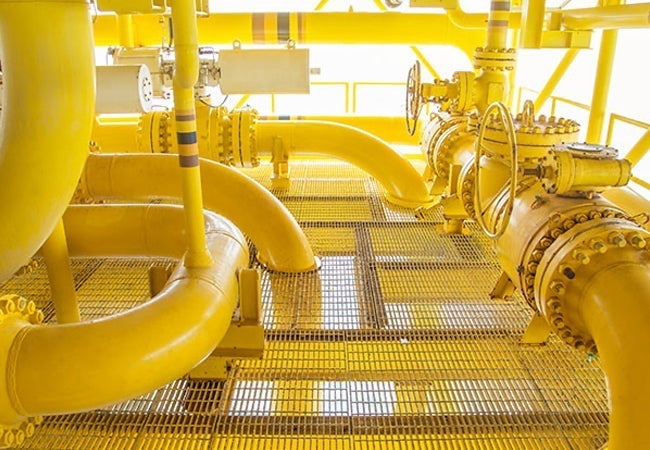 Piping covered with yellow coatings
