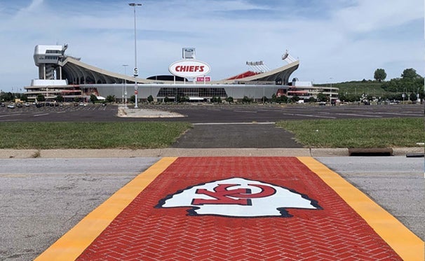 Crosswalk with Kansas City Chiefs logo