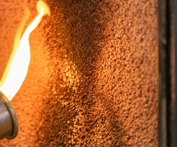A close up of a flame