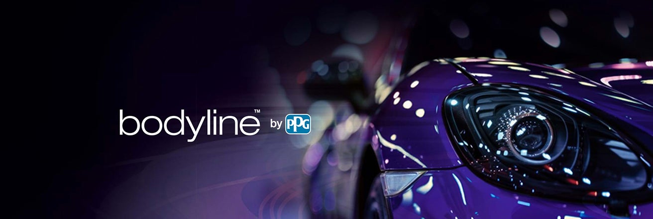 Bodyline logo over purple polished car