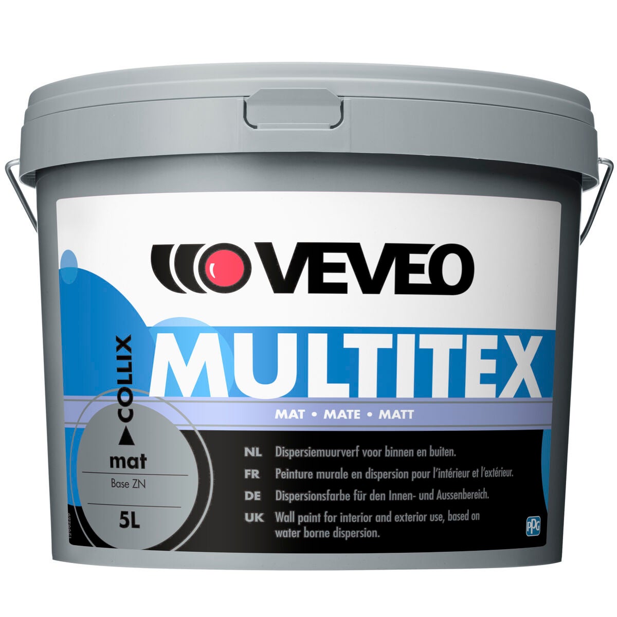 Een emmer verf met een etiket