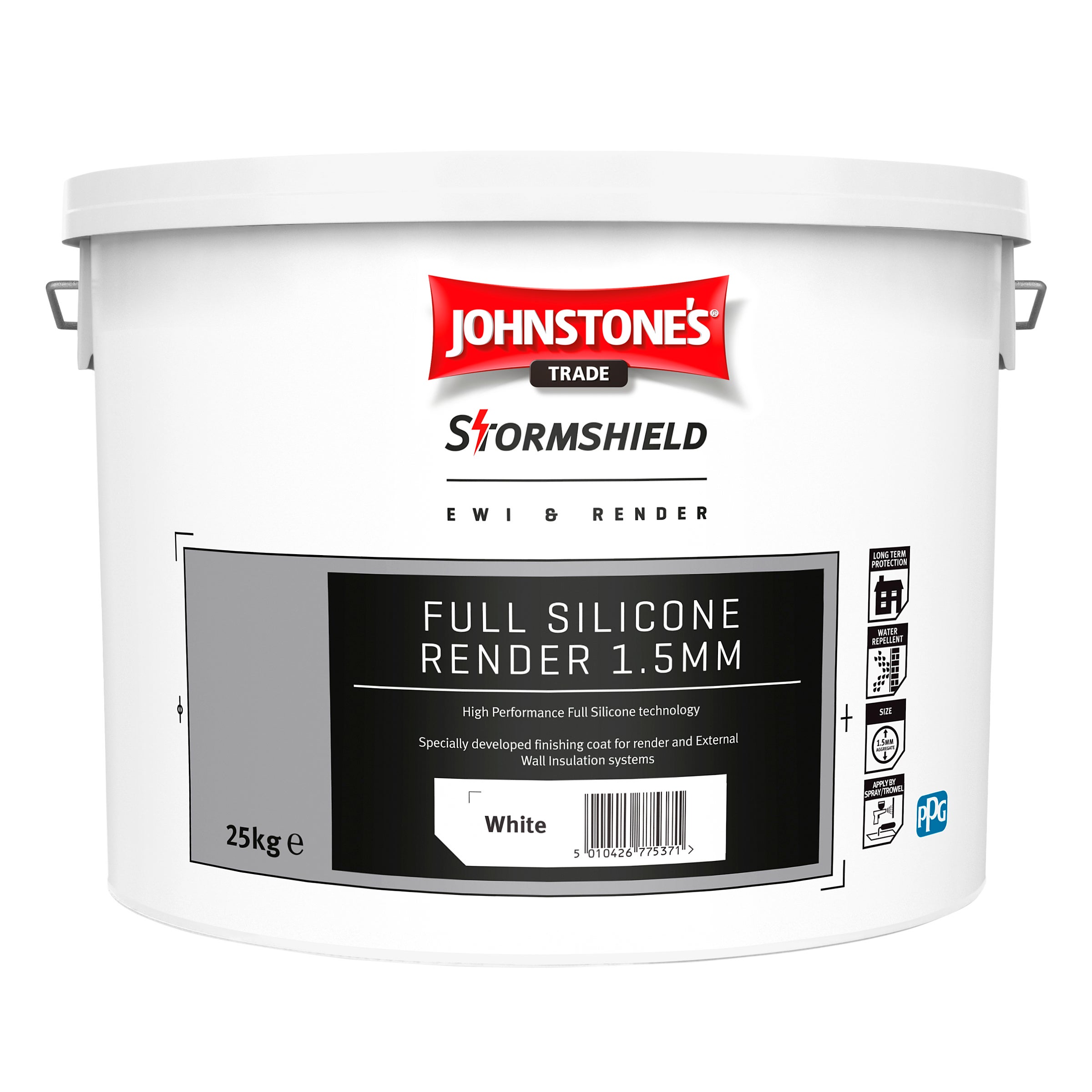 Johnstones Trade product - A high performance thin coat render formulated with silicone resins to offer a highly permeable and water resistant finish.