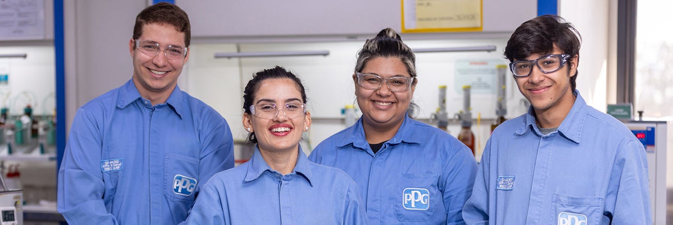 For people in lab wearing PPG branded PPE