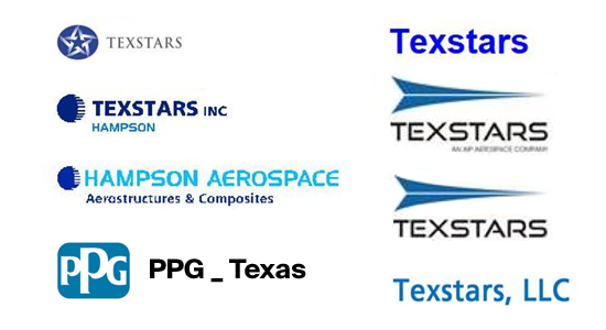 Texstars logo, Hampson Aerospace logo, PPG Texas logo