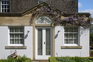 A house with a door and windows