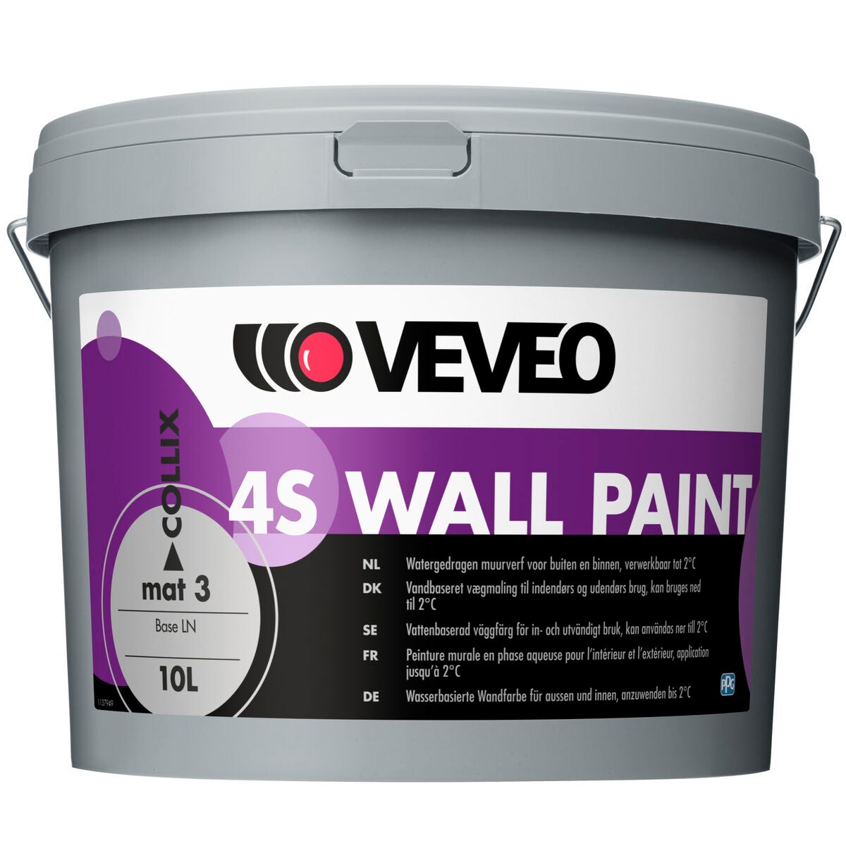 Een emmer verf met een etiket