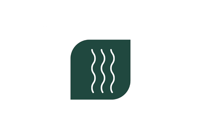 A green and white logo
