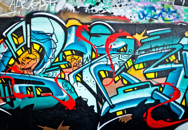 Graffiti on architectural building