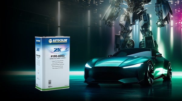 A blue box with a white box next to a green car
