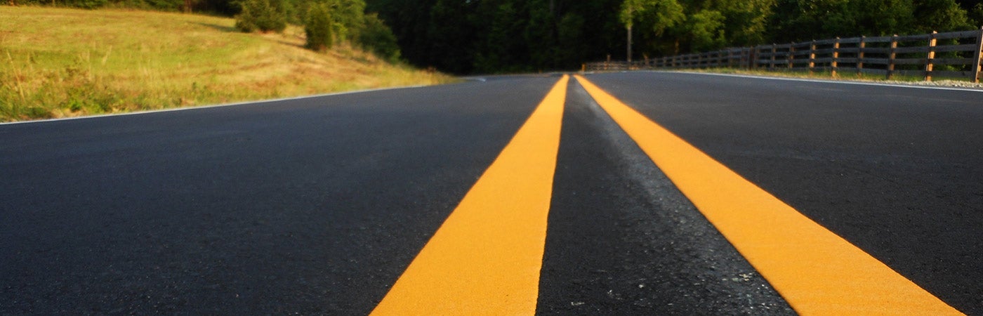 Yellow road divider marking