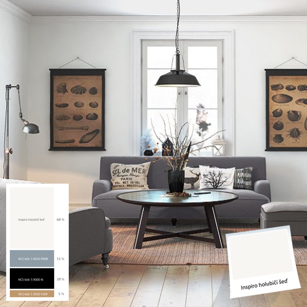 Obývací pokoj s pohovkou a stolem