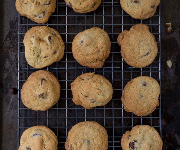 Fruit scones baked and cooling on a grill