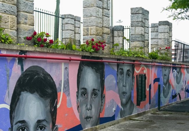 mural of children's faces