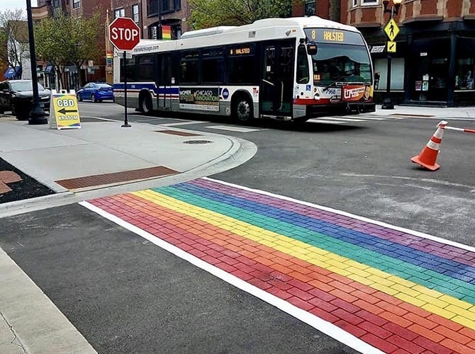 “Boystown” Neighborhood Rainbow Crosswalks