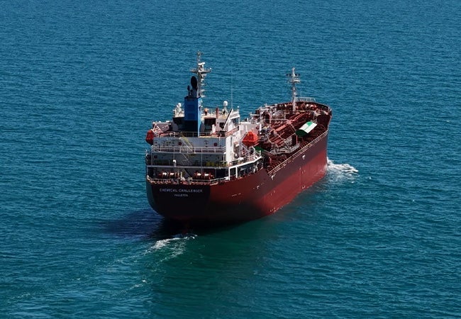 A large ship in the water