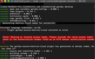 Error - missing or invalid access token message