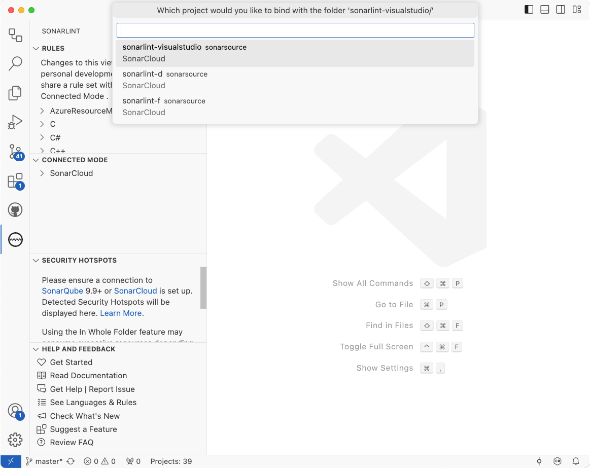 SonarLint will prompt you to choose when multiple binding configurations are available.