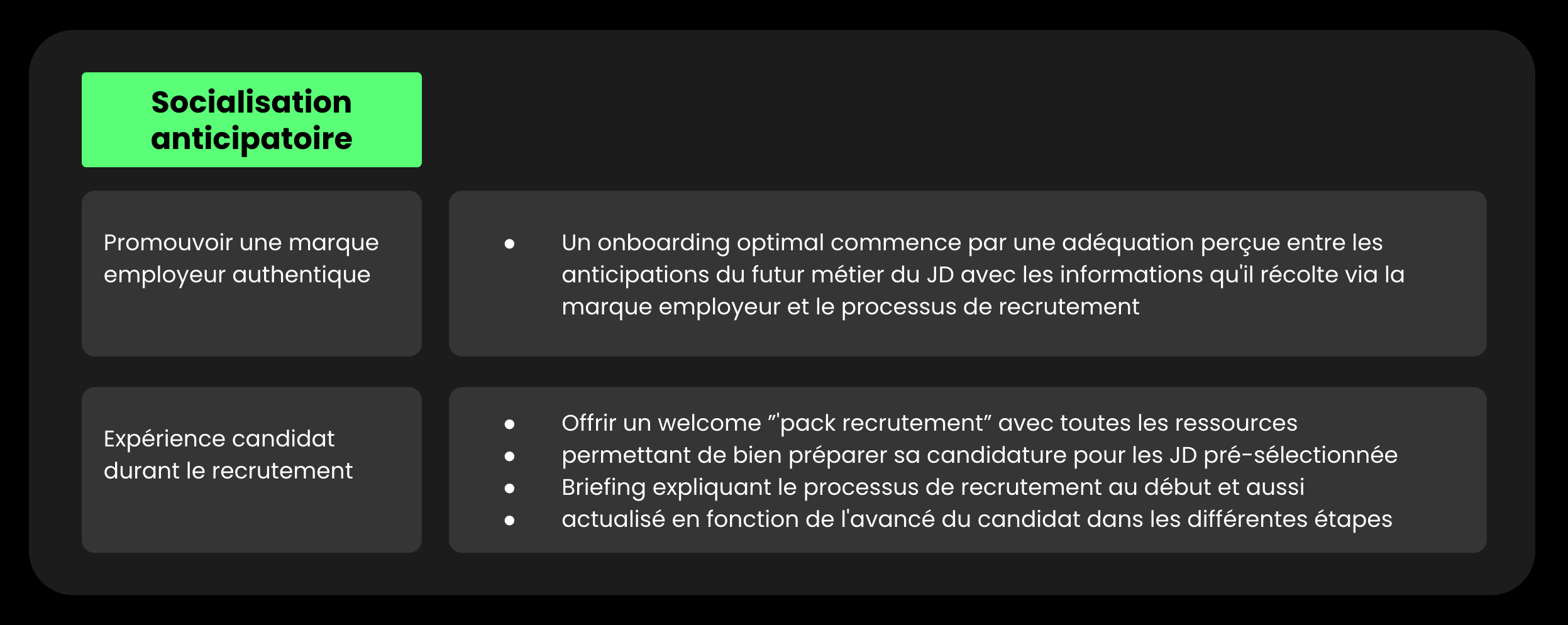 tableau marque employeur et expérience candidat