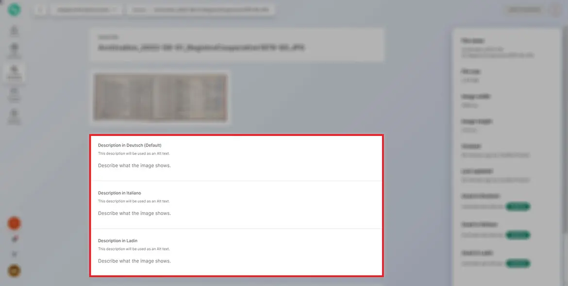 Beschreibung für die verschiedenen Sprachversionen Beschreibung für die verschiedenen Sprachversionen