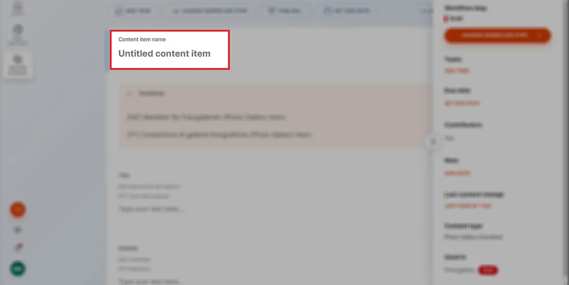Feld „Content item name“ Feld „Content item name“