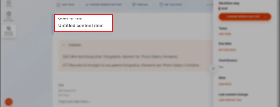 Feld „Content item name“ Feld „Content item name“