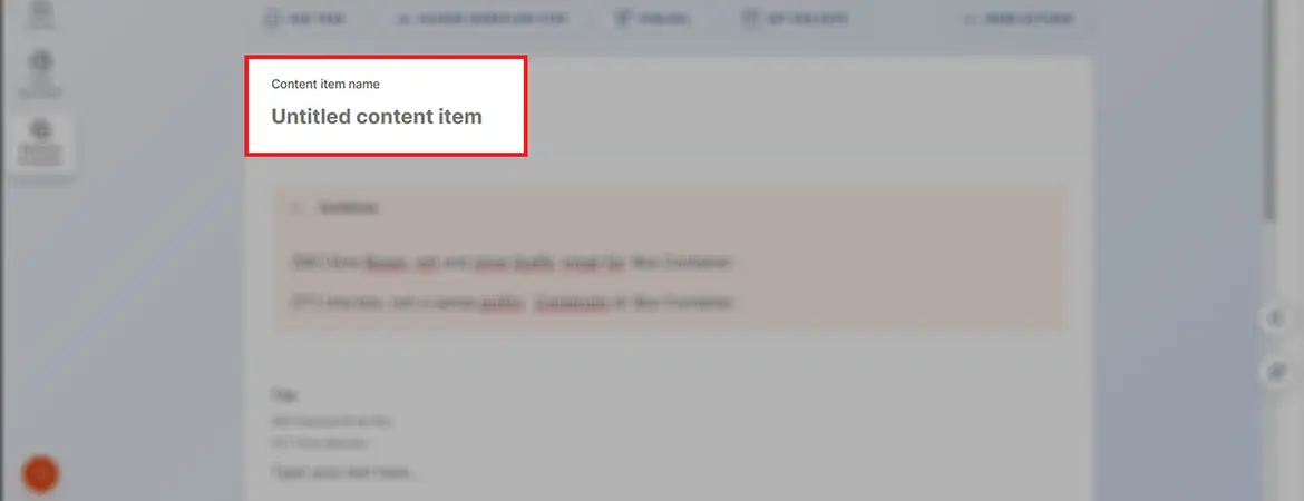Feld „Content item name“ Feld „Content item name“