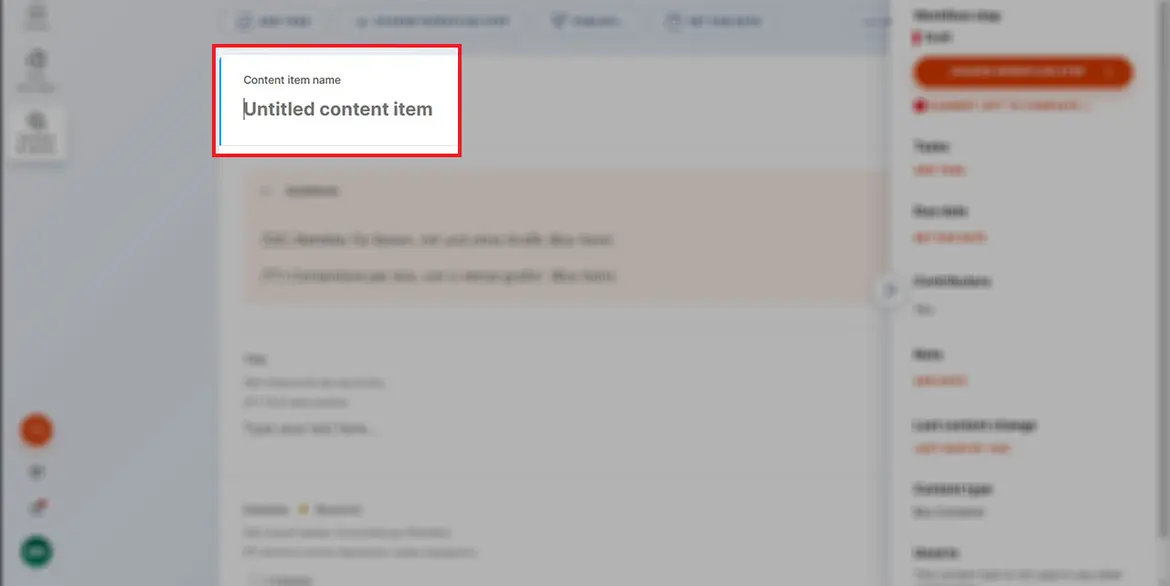 Feld „Content item name“ Feld „Content item name“