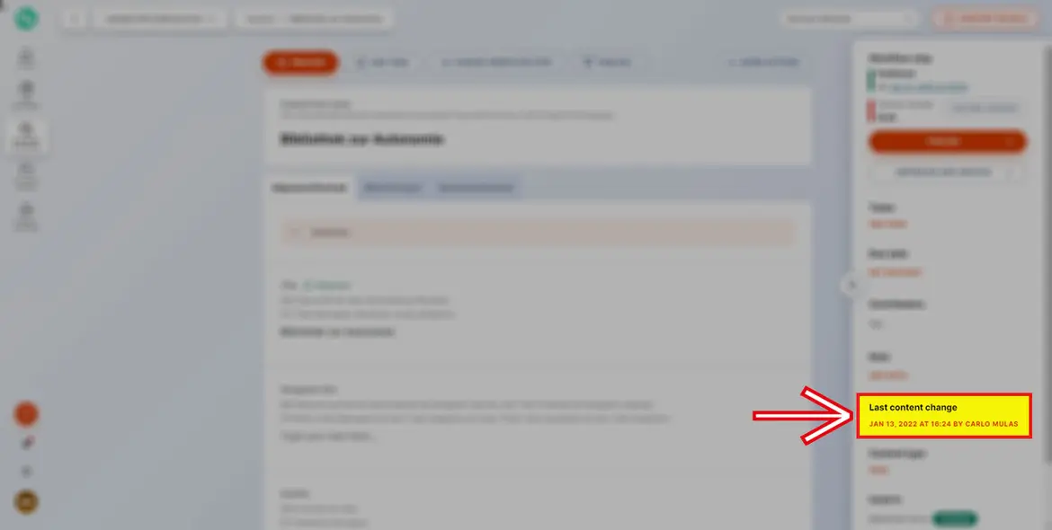 Bereich „Content details“: „Last content change“ Bereich „Content details“: „Last content change“